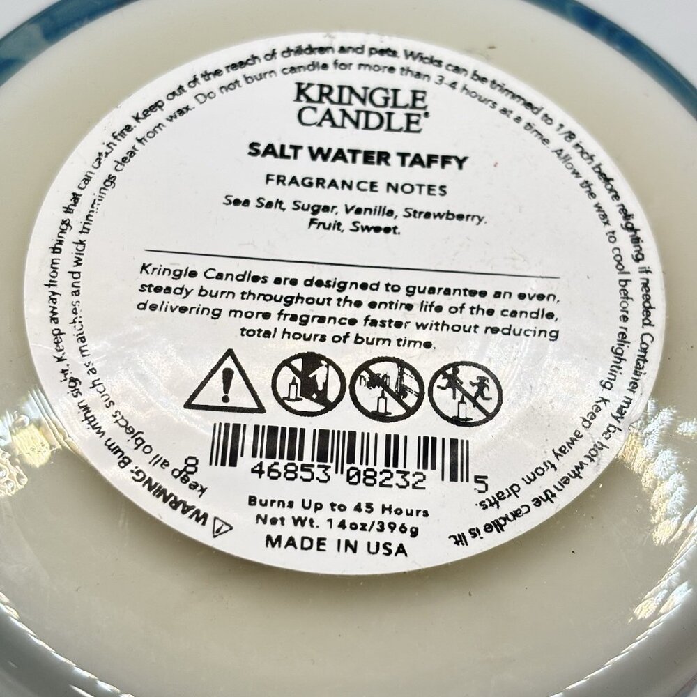 Kringle Candle Salt Water Taffy 3 Wick Painted Jar Soy Candle Nautical Boat 14oz - Picture 9 of 13